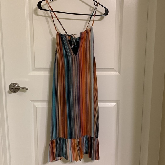 Revolve Fifteen twenty multicolor keyhole striped ruffle hem dress - Picture 3 of 6